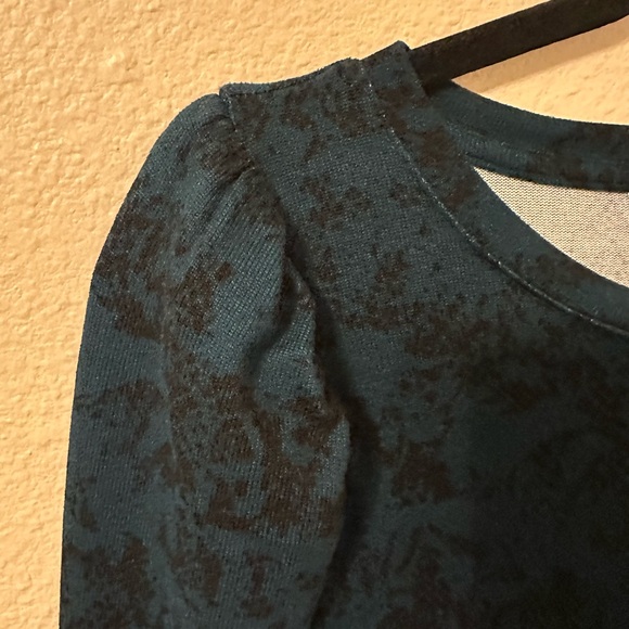 Nine West Teal Patterned Long Sleeve Dress - Picture 4 of 6